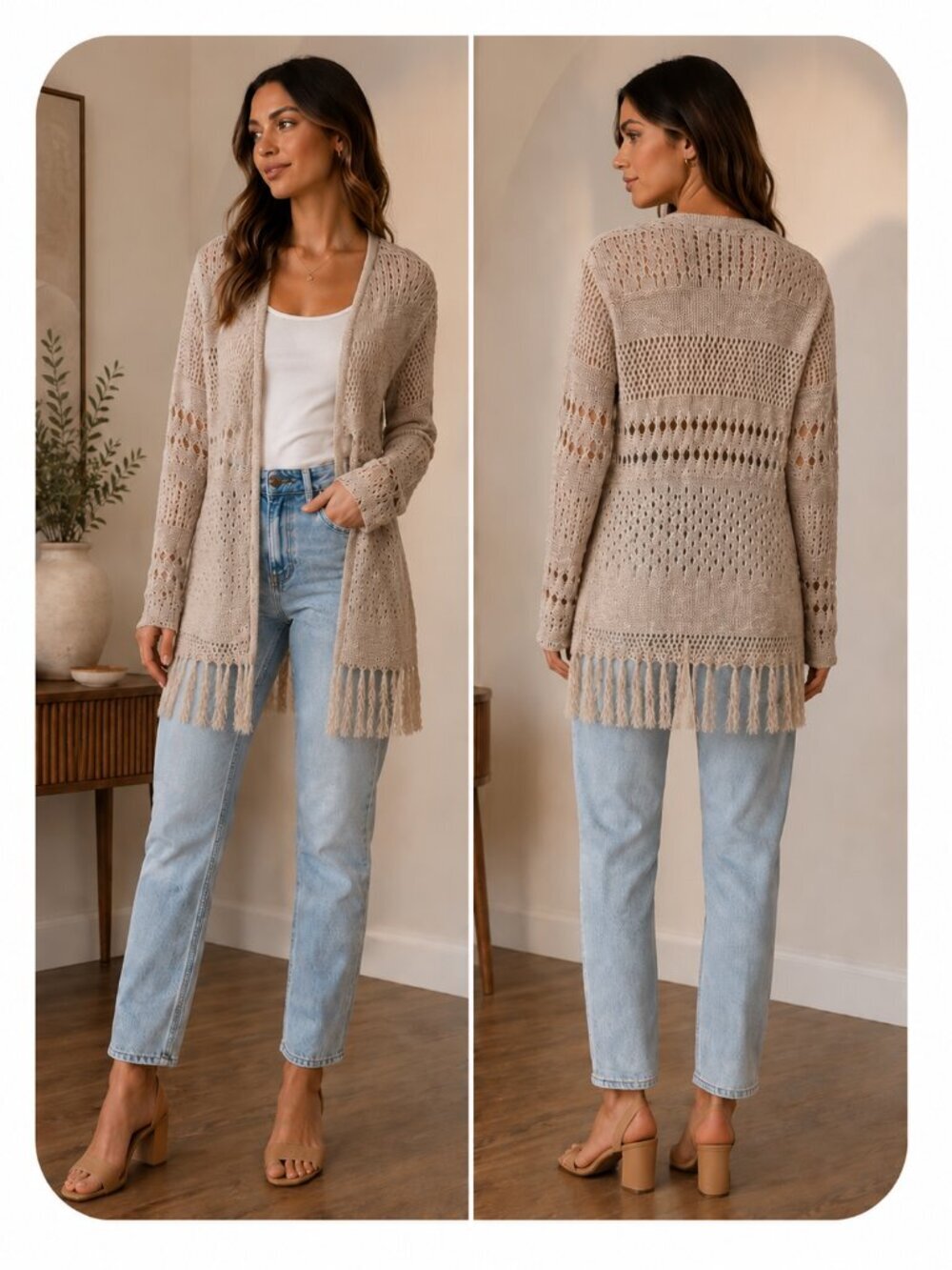 99 Jane Street Cream Knit Cardigan size Small